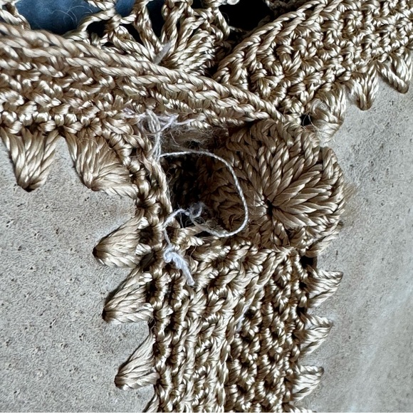 Vintage Rare SMH Women's Tan Suede Crochet-Trim Button Front Jacket - Picture 7 of 8